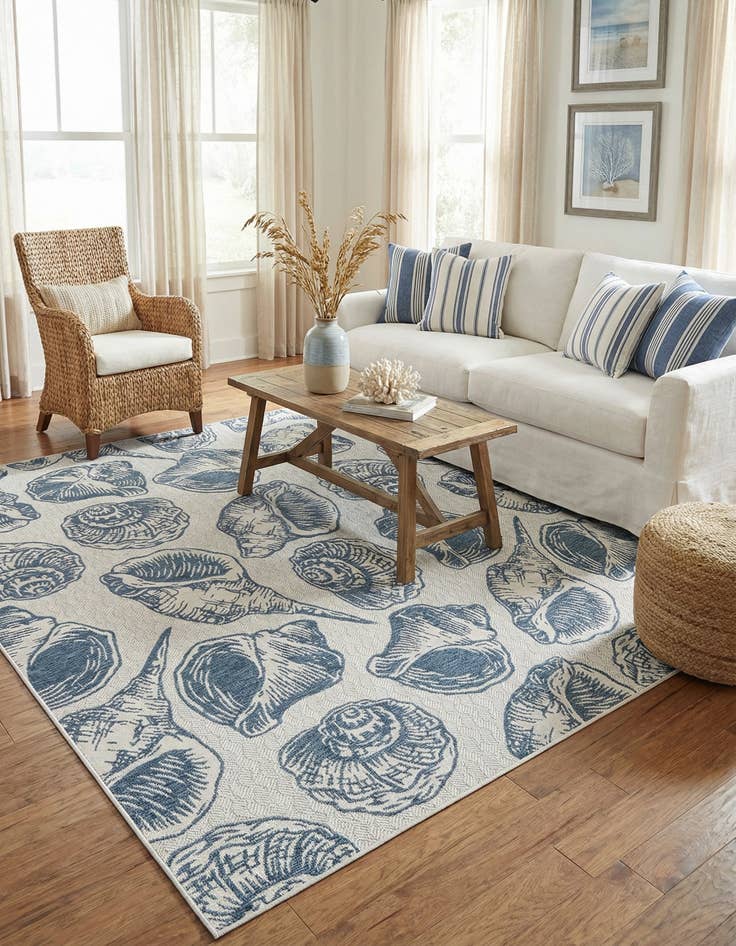 Detail image of  9' x 12'  Washable Coastal Indoor / Outdoor Rug