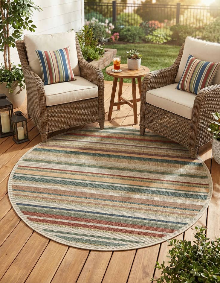 Detail image of  6' x 6'  Washable Baja Indoor / Outdoor Round Rug