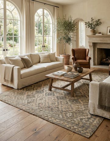 6' 6 x 9' 9 Hand Woven Kilim Maymana Wool Rug