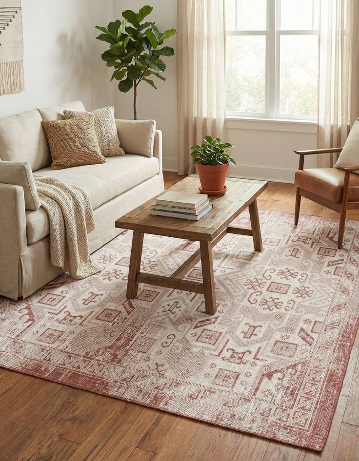 Detail image of 7' 10 x 7' 10  Washable Aztec Indoor / Outdoor Square Rug