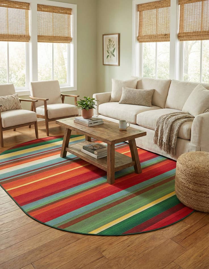 Detail image of 7' 10 x 10'  Washable Modern Indoor / Outdoor Oval Rug