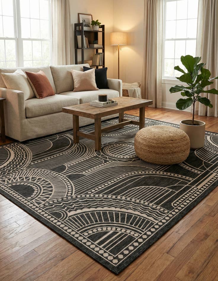 Detail image of  7' 10 x 10'  Washable Traditional Indoor / Outdoor Rug