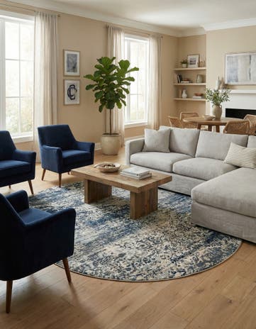 Navy Blue Gossamer Oval Rug