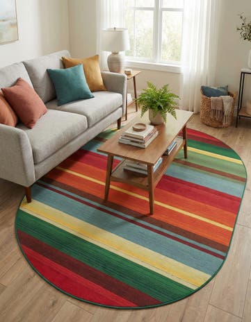 5' 3 x 8' Easy-Clean Modern Indoor / Outdoor Oval Rug