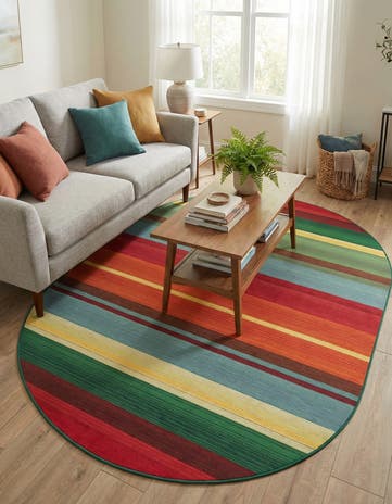 5' 3 x 8' Easy-Clean Modern Indoor / Outdoor Oval Rug