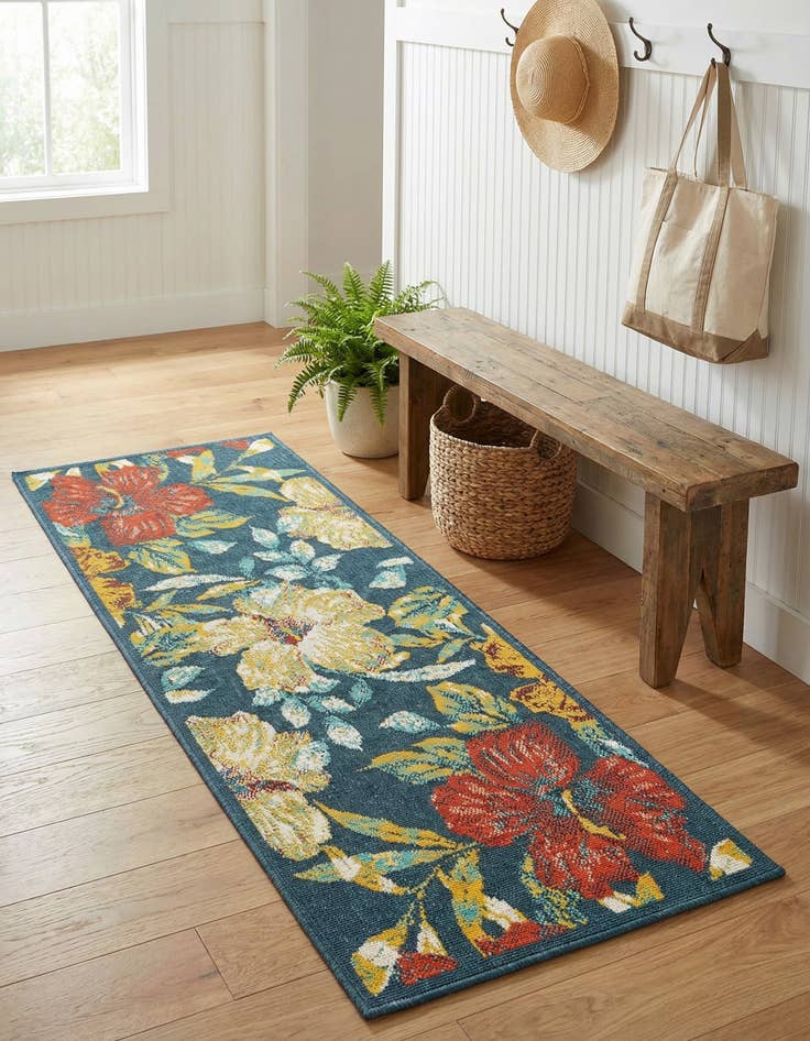 Detail image of 2' x 5' 3  Washable Coastal Indoor / Outdoor Runner Rug