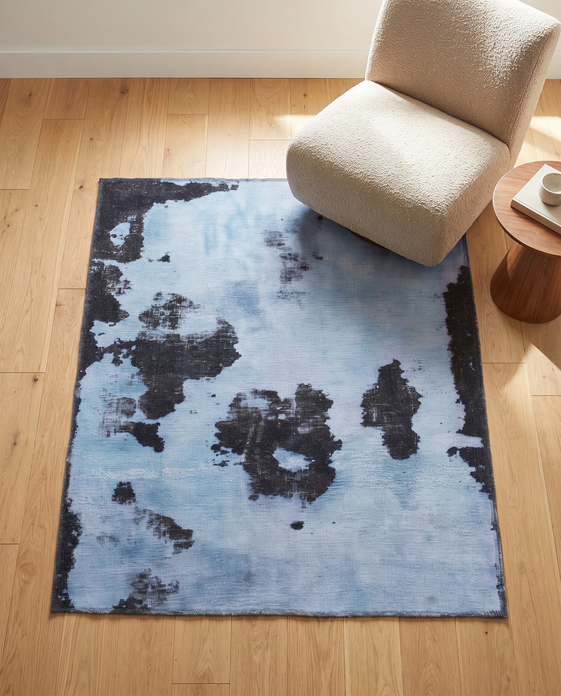 3' 7 x 4' 3 Hand Knotted Ultra Vintage Persian Wool Square Rug