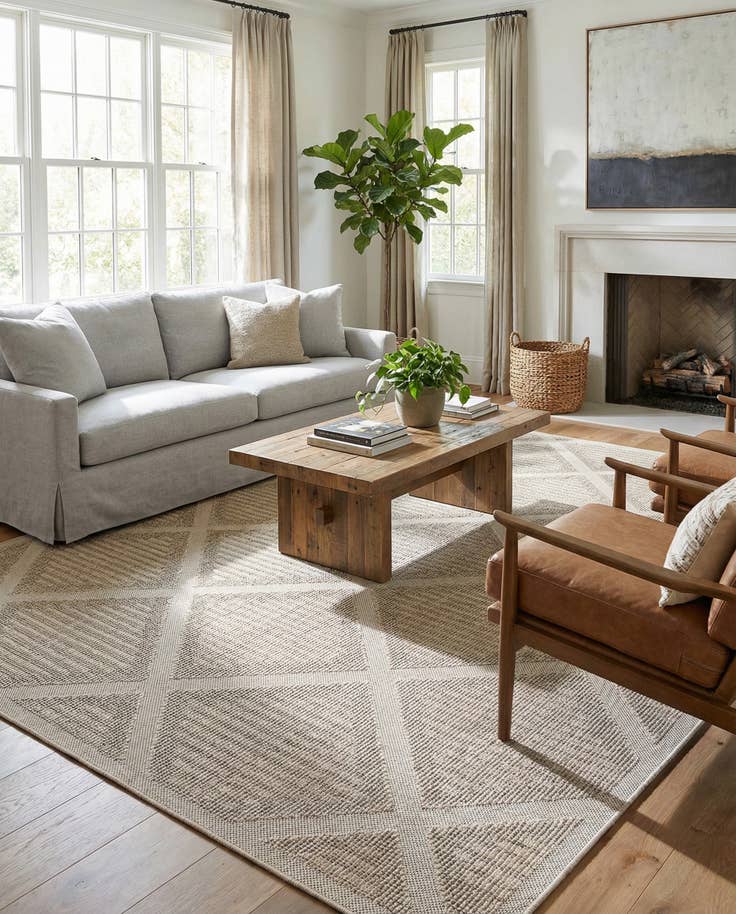 Detail image of 10' x 14' 1 Easy-Clean Lattice Indoor / Outdoor Rug