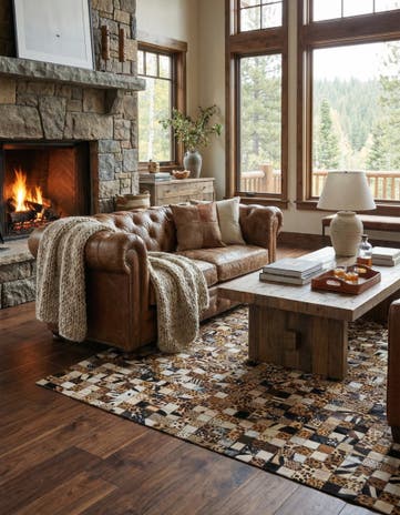 5' 1 x 8' 1 Cowhide Leather Rug