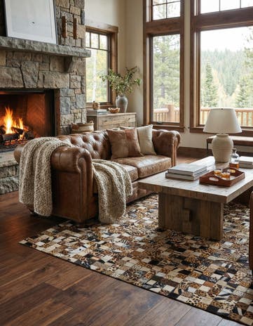 5' 1 x 8' 1 Cowhide Leather Rug