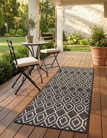 Charcoal Gray Easy-Clean Jill Zarin Indoor / Outdoor Runner Rug