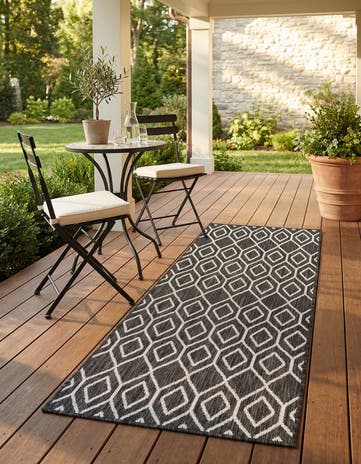 Charcoal Gray Easy-Clean Jill Zarin Indoor / Outdoor Runner Rug