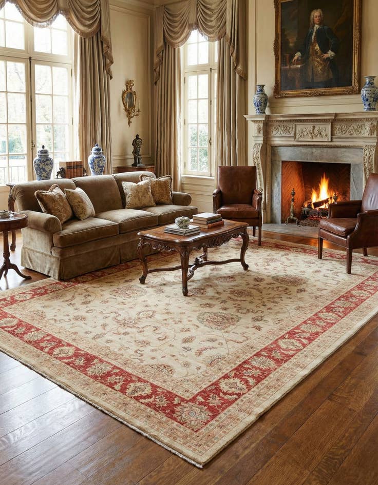 Detail image of  13' x 17' 10  Hand Knotted Peshawar Ziegler Rug