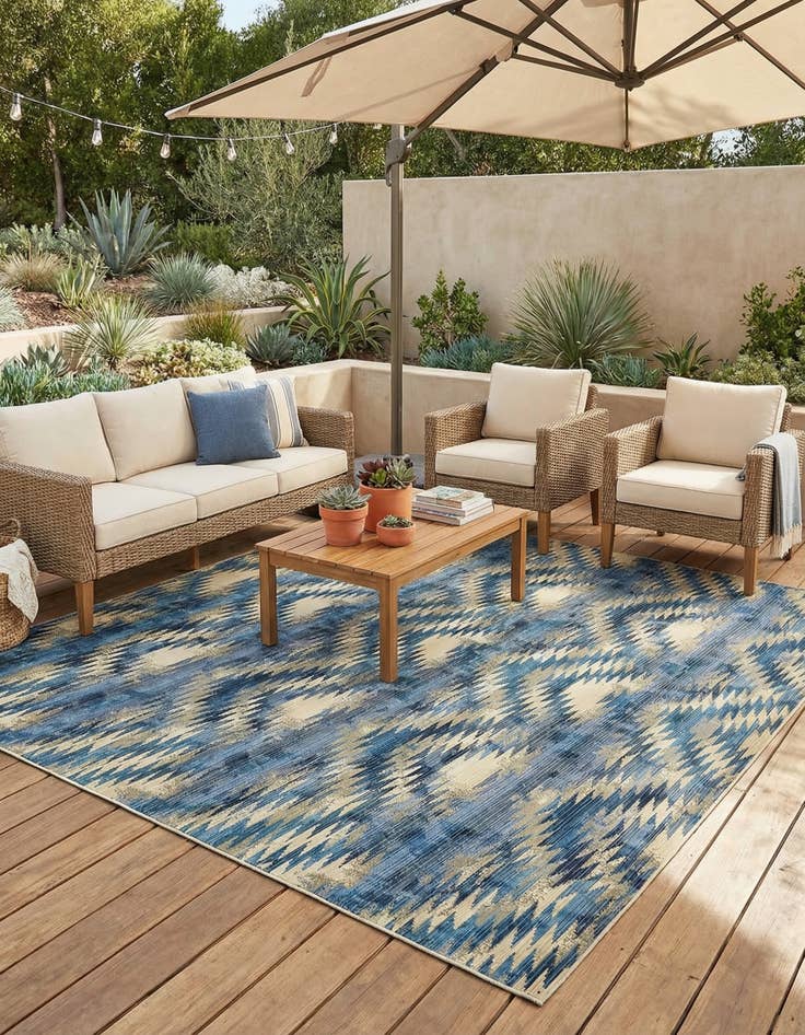Detail image of 10' x 12' 2  Washable Modern Indoor / Outdoor Rug