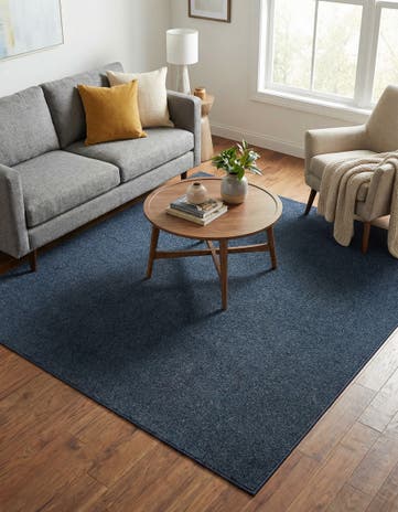Azure Blue Everyday Solid Square Rug