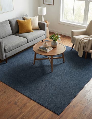 Azure Blue Everyday Solid Square Rug