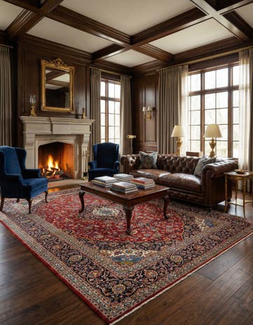 9' 8 x 12' 7 Hand Knotted Kashan Persian Wool Rug