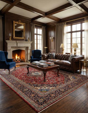 9' 8 x 12' 7 Hand Knotted Kashan Persian Wool Rug
