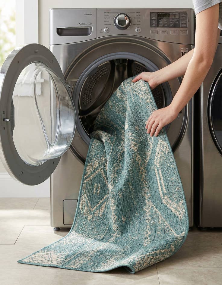 Detail image of 2' x 5' 3  Washable Bohemian Indoor / Outdoor Runner Rug