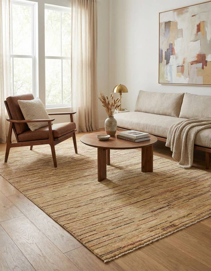 Detail image of 4' x 5' 10  Hand Knotted Modern Ziegler Rug