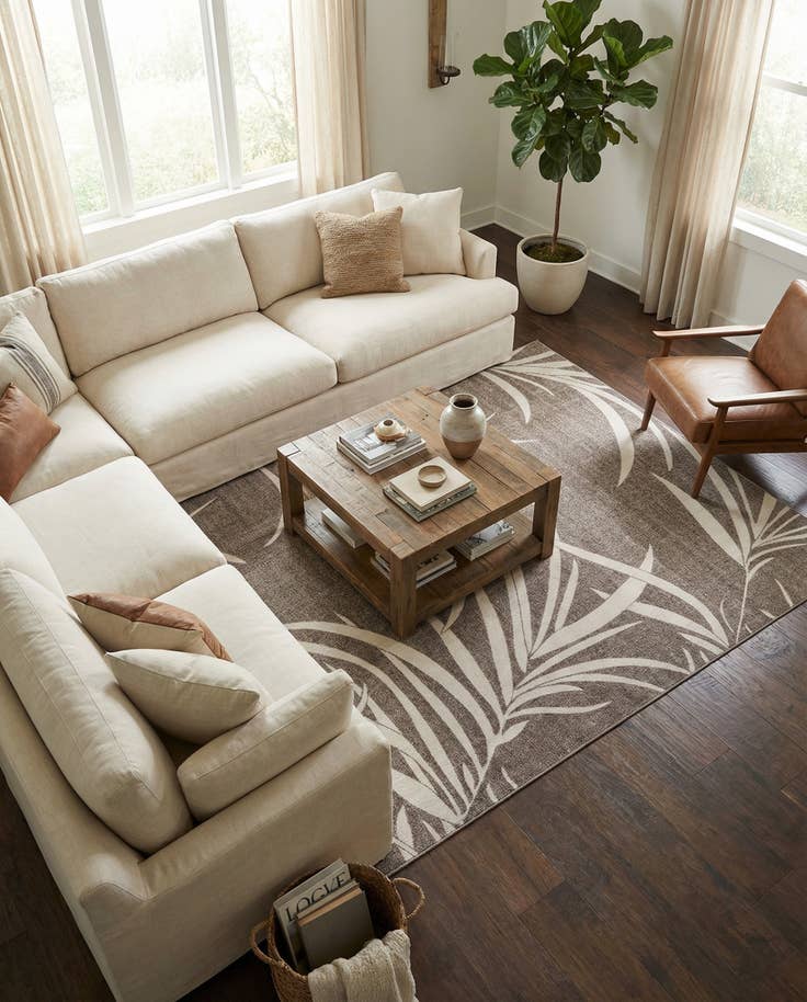 Detail image of 9' x 12' 2 Easy-Clean Botanical Indoor / Outdoor Rug