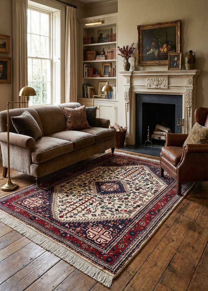 5' 7 x 7' 8 Hand Knotted Hamedan Wool Rug