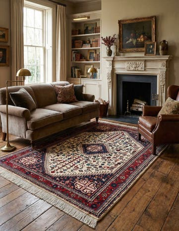 5' 7 x 7' 8 Hand Knotted Hamedan Wool Rug