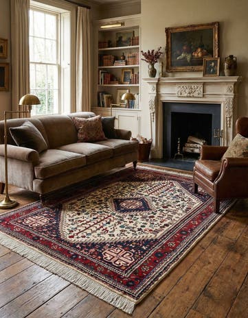 5' 7 x 7' 8 Hand Knotted Hamedan Wool Rug