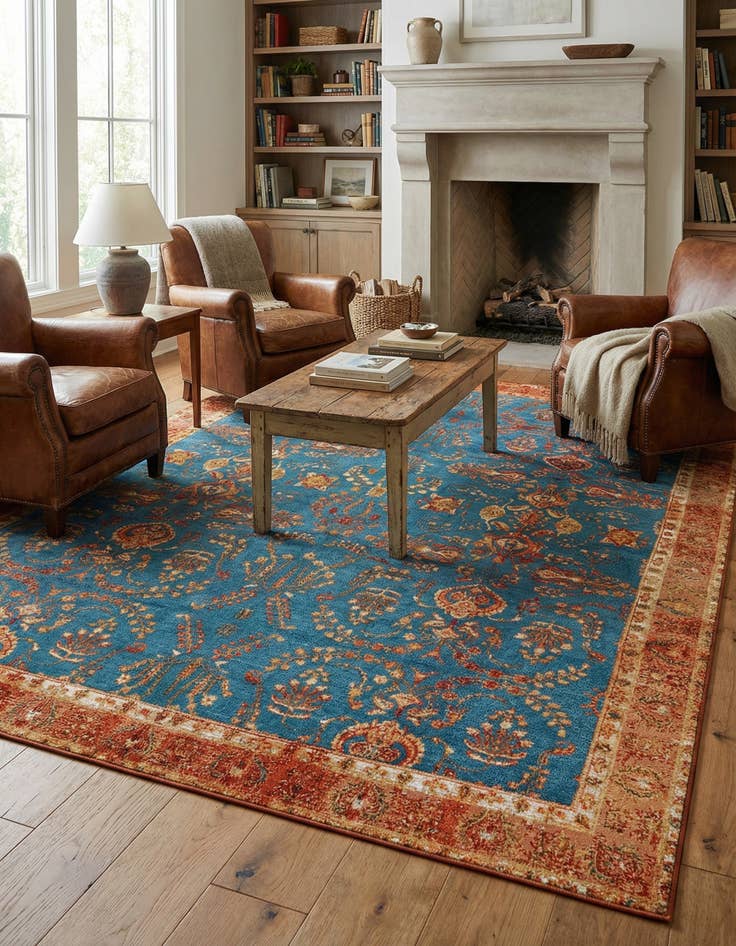 Detail image of 9' x 12'  Washable Traditional Indoor / Outdoor Rug