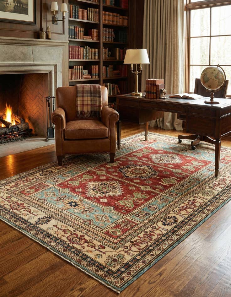 Detail image of  6' x 8' 7  Hand Knotted Kazak Oriental Rug