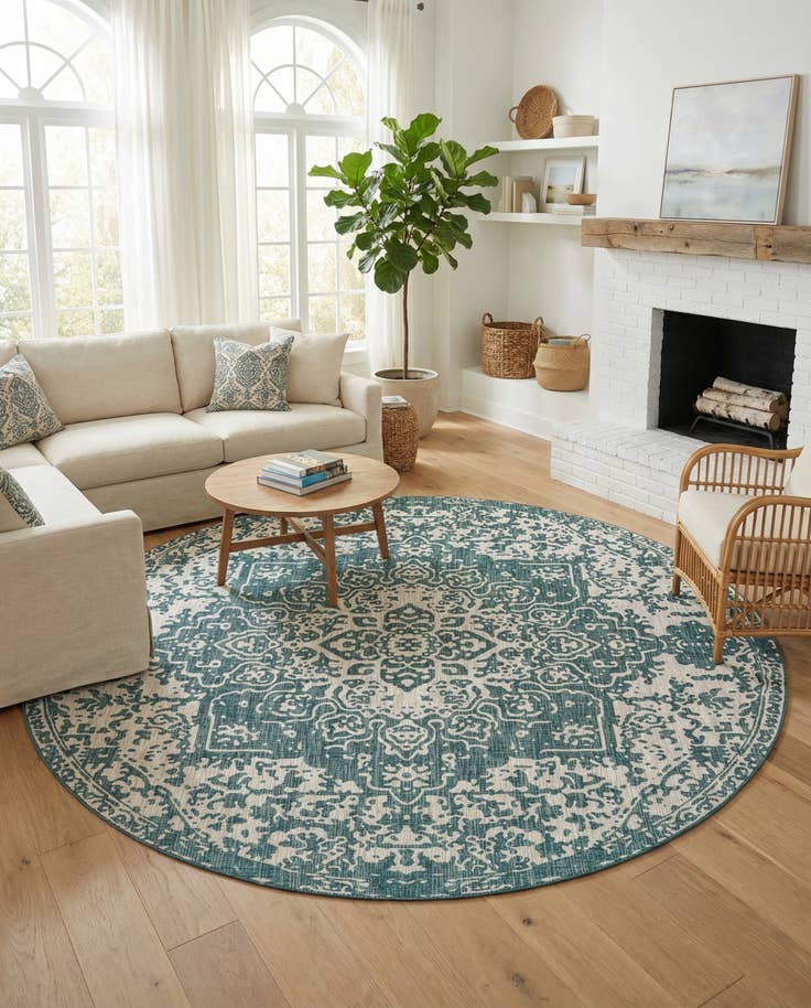 Detail image of 13' x 13' Easy-Clean Jill Zarin Dubai Indoor / Outdoor Round Rug