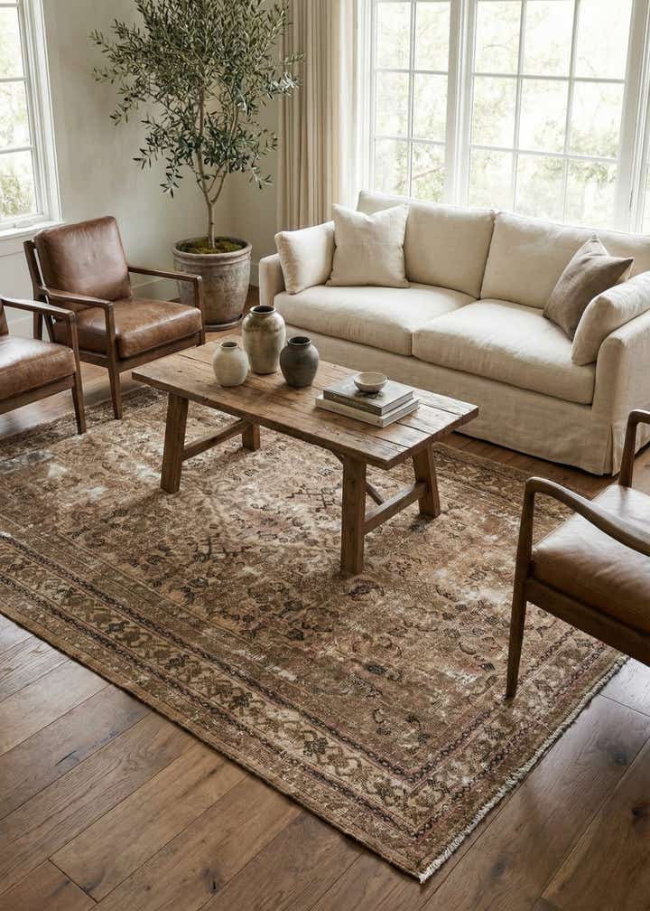 6' 9 x 10' 1 Hand Knotted Ultra Vintage Persian Wool Rug