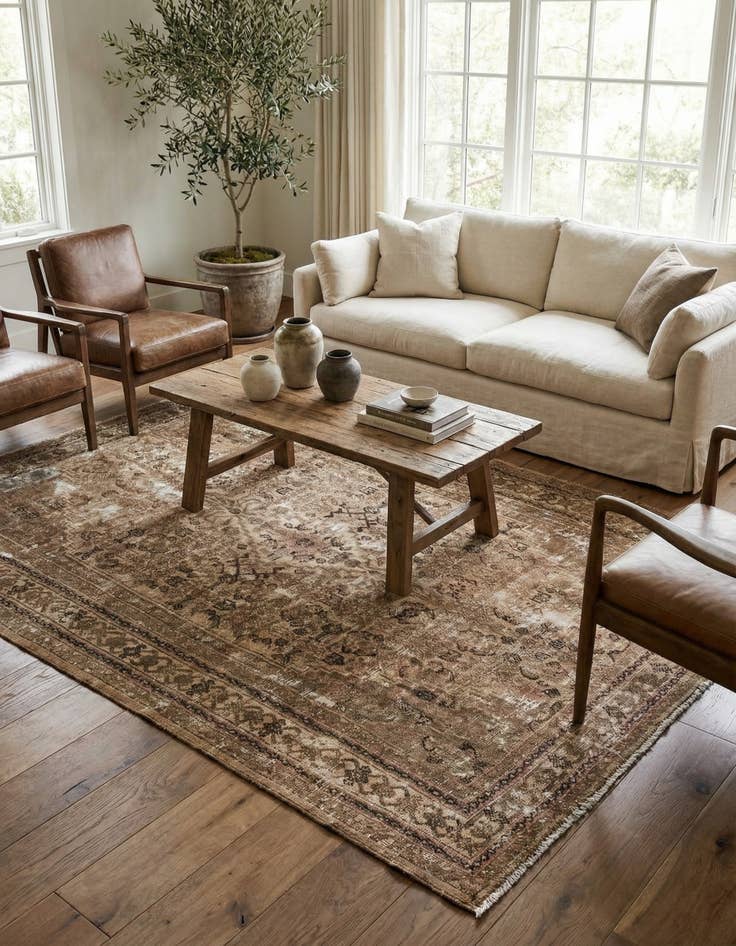 Detail image of 6' 9 x 10' 1  Hand Knotted Ultra Vintage Persian Wool Rug