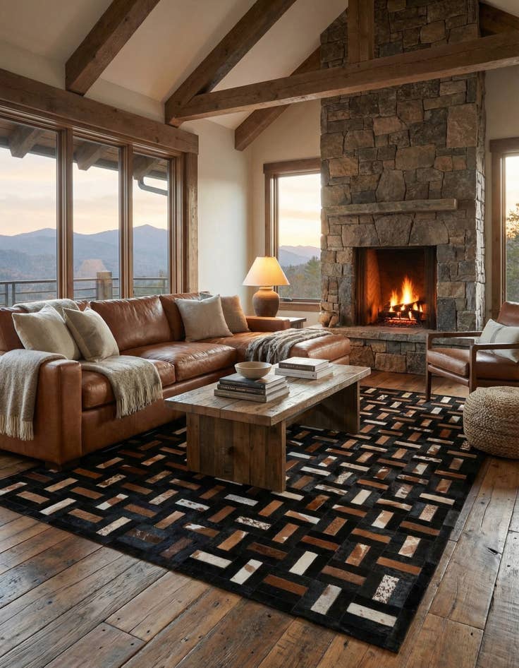 Detail image of  5' 3 x 8' 1 Cowhide - Patchwork Rug