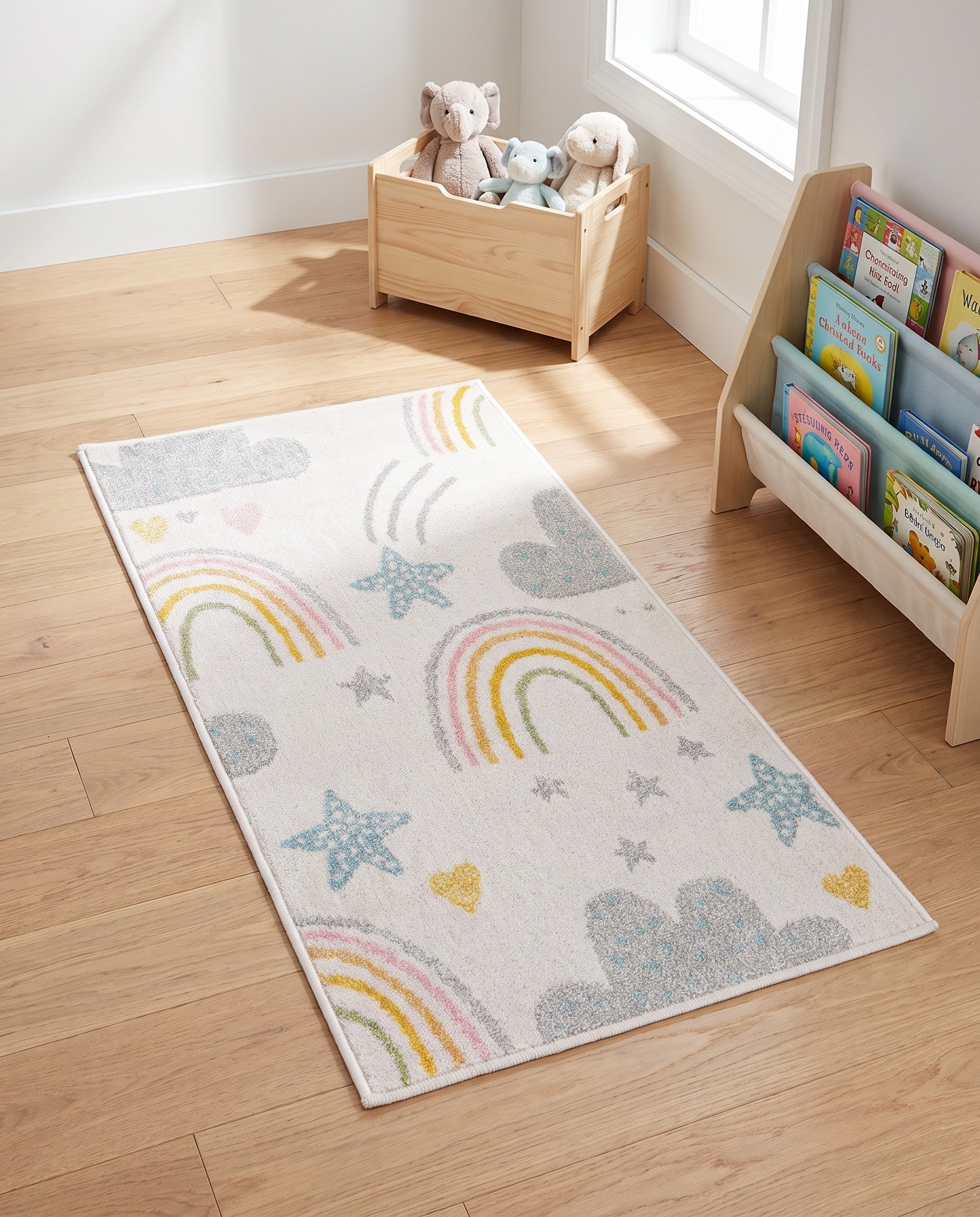 2' 2 x 4' Clouds and Rainbows Whimsy Kids Runner Rug