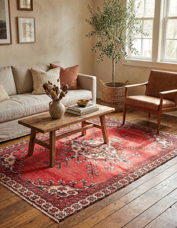 Detail image of 3' 7 x 6'  Hand Knotted Ultra Vintage Persian Wool Rug