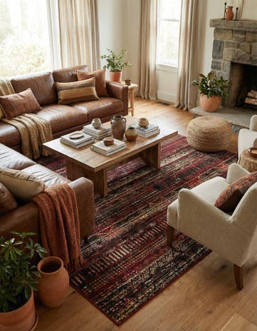 Burgundy Saturn Square Rug
