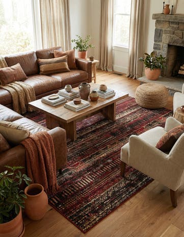 Burgundy Saturn Square Rug