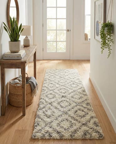  2' x 7' Lattice Shag Runner Rug