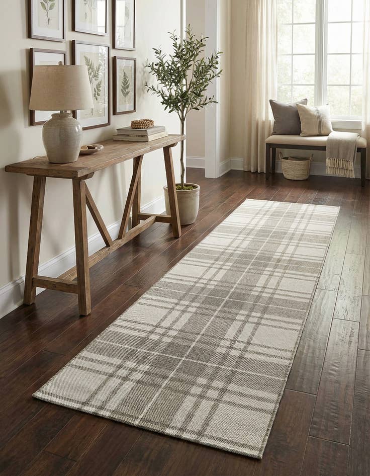 Detail image of 2' 7 x 12'  Washable Checkered Indoor / Outdoor Runner Rug