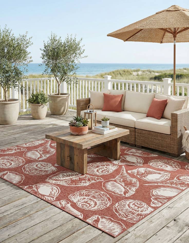 Detail image of 9' x 12'  Washable Coastal Indoor / Outdoor Rug