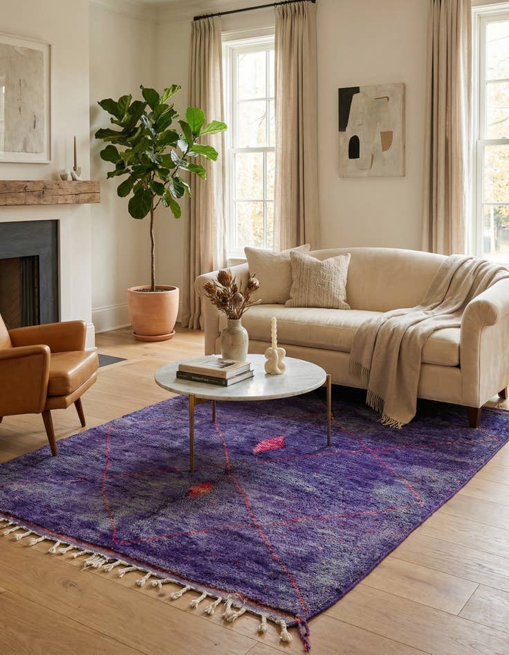 Detail image of 5' 4 x 8'  Hand Knotted Moroccan Wool Rug