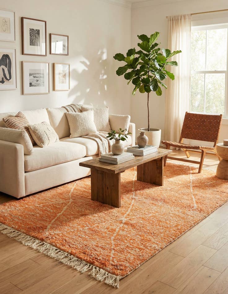 Detail image of  4' 10 x 7' 7  Hand Knotted Moroccan Wool Rug