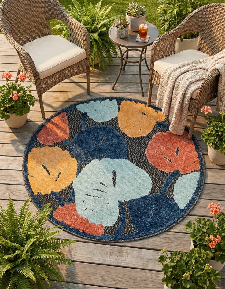 Detail image of 3' 3 x 3' 3 Easy-Clean Belize Indoor / Outdoor Round Rug