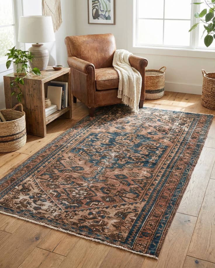 Detail image of 3' 6 x 5' 9 Hand Knotted Ultra Vintage Persian Wool Rug