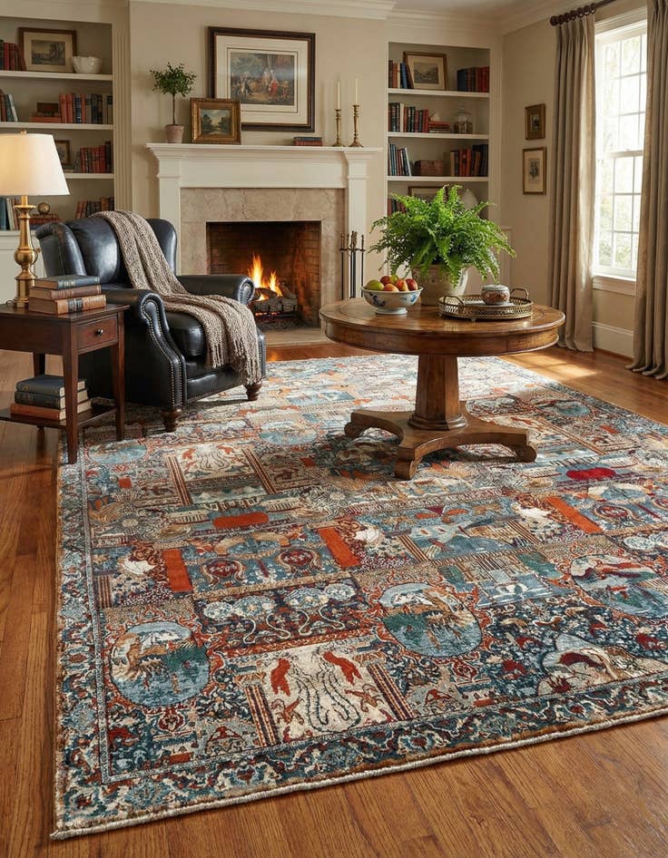 Detail image of 10' x 14'  Washable Traditional Indoor / Outdoor Rug