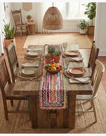 Handmade Braided Chindi Table Runner Rug