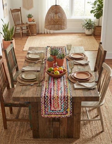 Handmade Braided Chindi Table Runner Rug