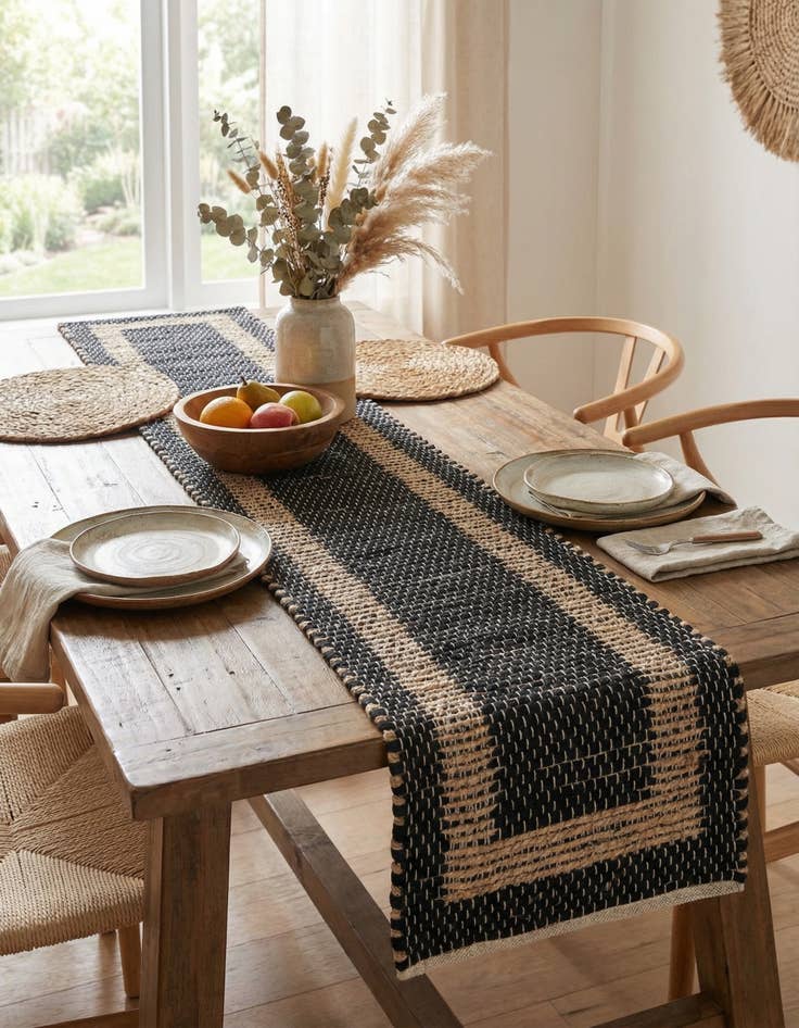 Detail image of 1' 2 x 6' Chindi Jute Table Runner Rug