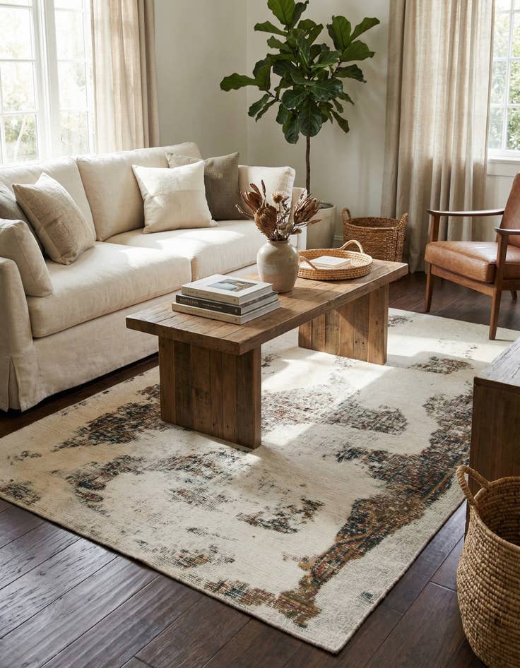 Detail image of 4' x 5' 10  Hand Knotted Ultra Vintage Persian Wool Rug